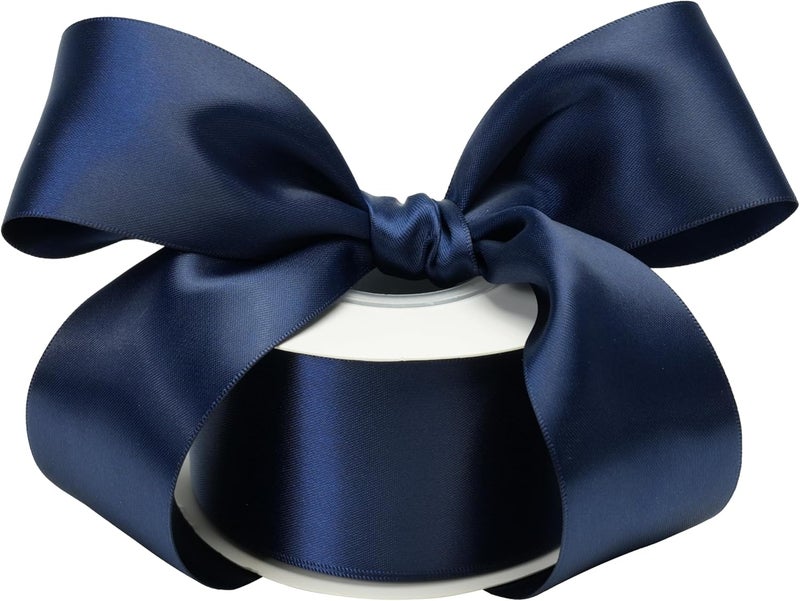 DINDOSAL Navy Blue Ribbon 2 Inch Double Face Satin Ribbon Thick Ribbon for Gift Wrapping Wedding Decor Bridal Bouquet Party Decorations DIY Crafts Diaper Cake Christmas Tree - 25Yards - Image 1